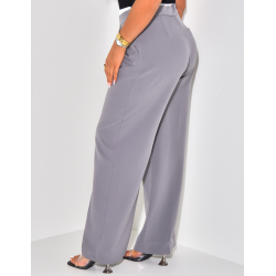 Straight-leg trousers with satin turn-ups