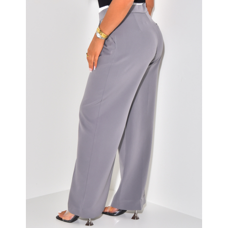 Straight-leg trousers with satin turn-ups