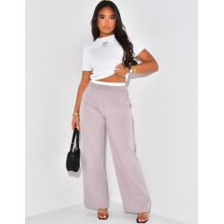 Pantalon coupe droite à revers en satin Pantalon coupe droite à revers en satin