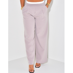 Pantalon coupe droite à revers en satin Pantalon coupe droite à revers en satin