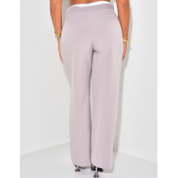 Pantalon coupe droite à revers en satin Pantalon coupe droite à revers en satin