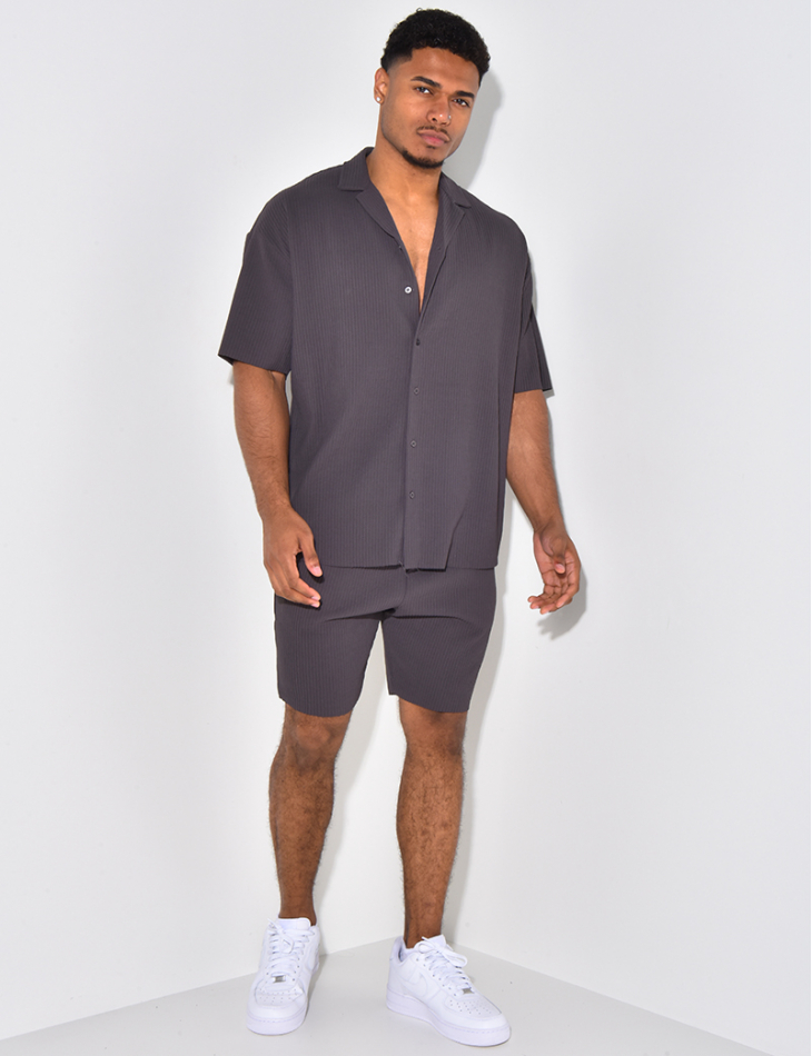 Ensmble short et chemise côtelé