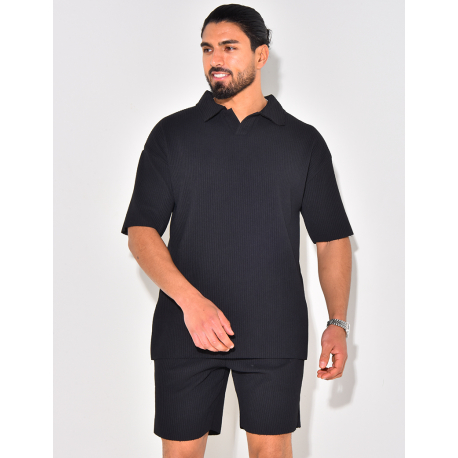 Ensemble short et polo côtelé Ensemble short et polo côtelé
