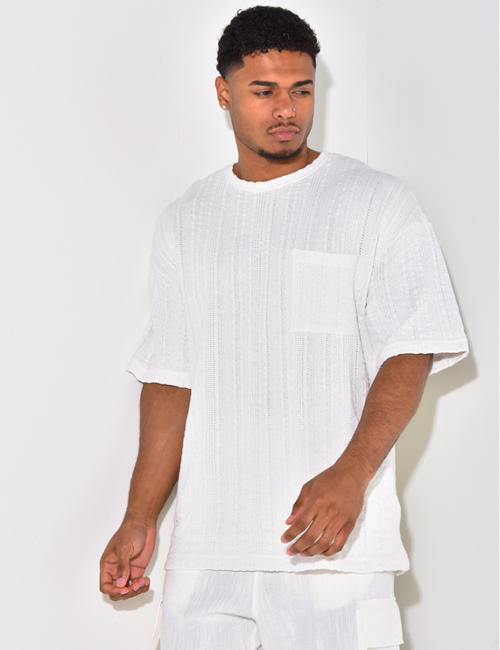 T-shirt à poche ajouré