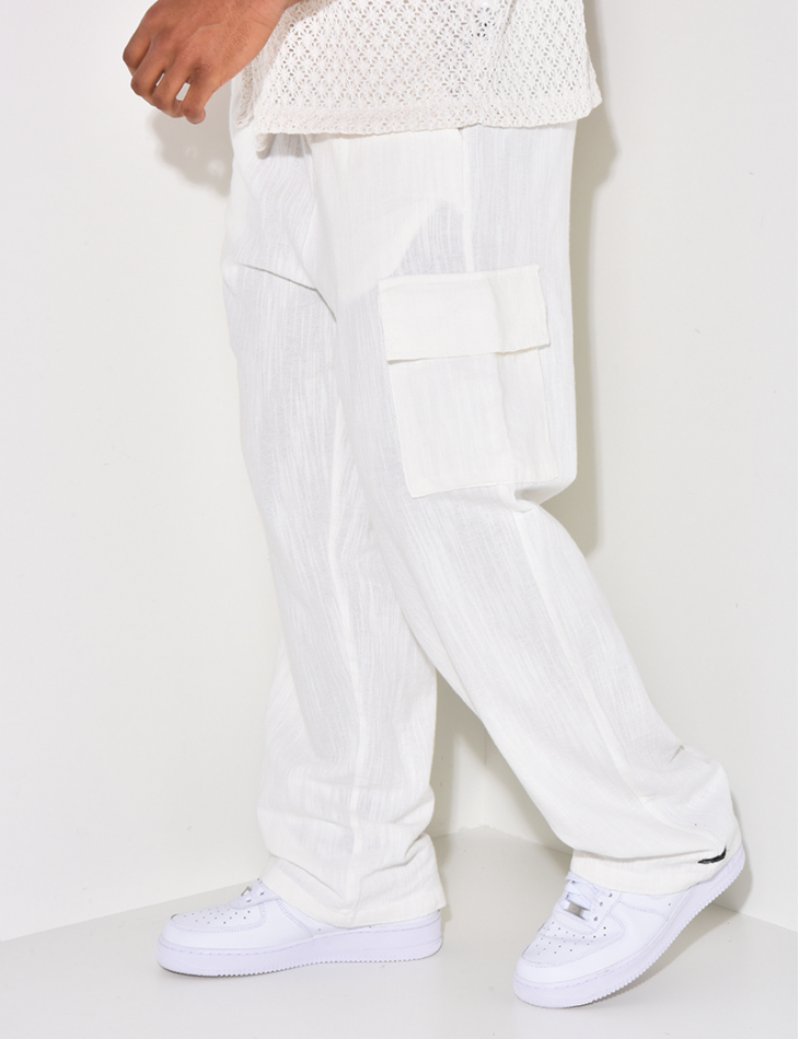 Pantalon cargo en lin Pantalon cargo en lin