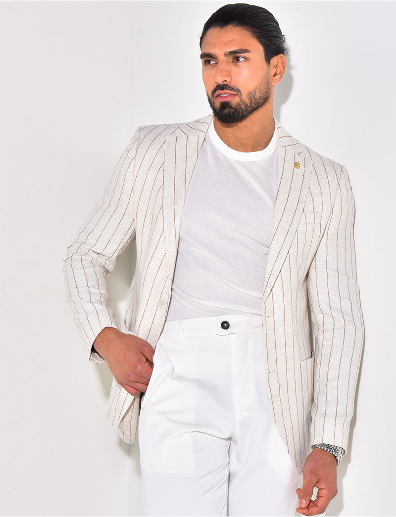 Costume Vintage Renoma à Rayures – 100% Laine, Taille FR 48 (US 40), Deux-pièces