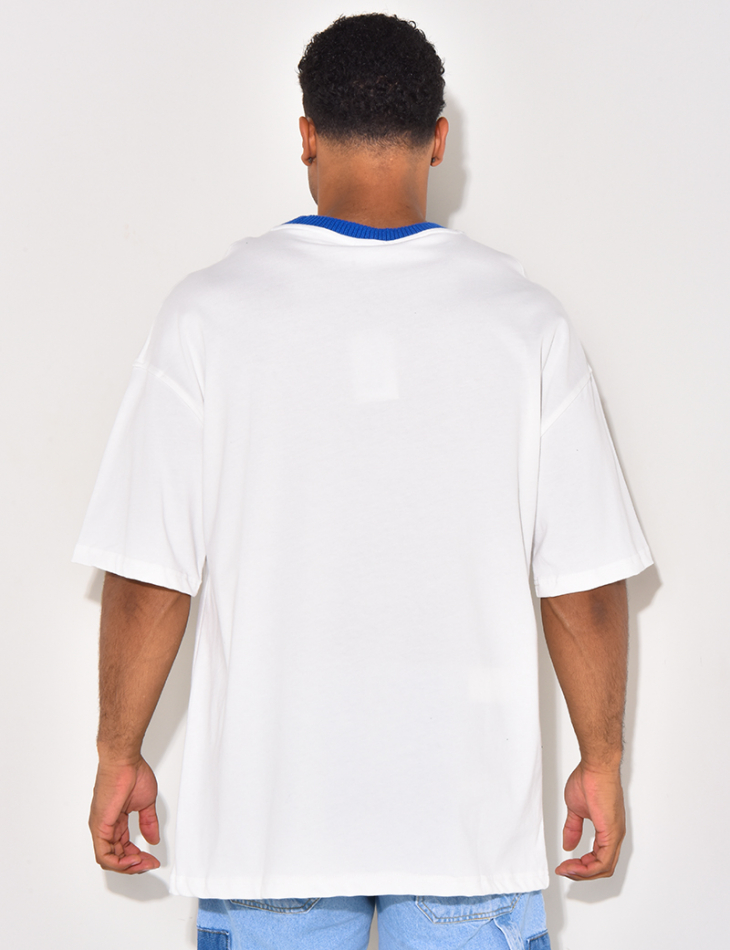 T-shirt à col côtelé  T-shirt à col côtelé