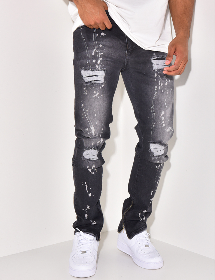 Jeans zippe dechire