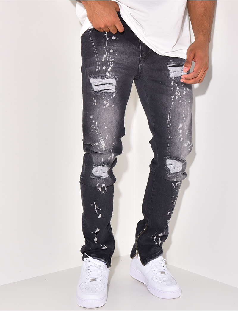 Jeans zippe dechire