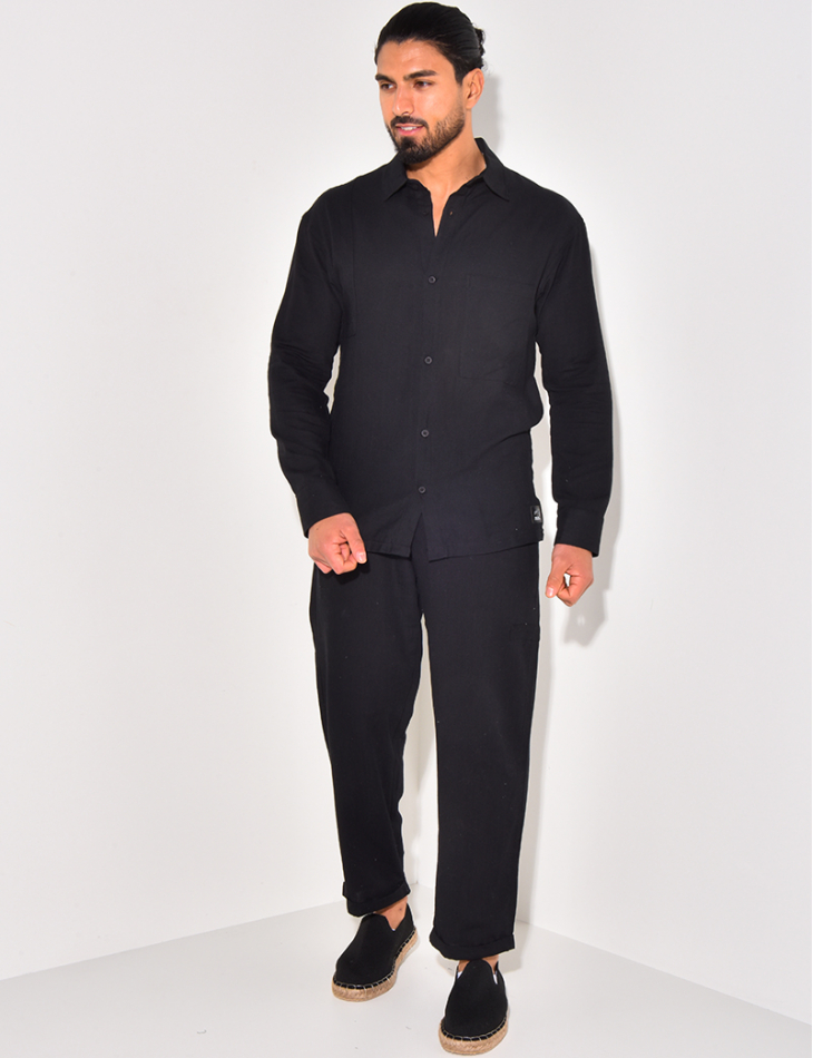 Ensemble pantalon et chemise en lin