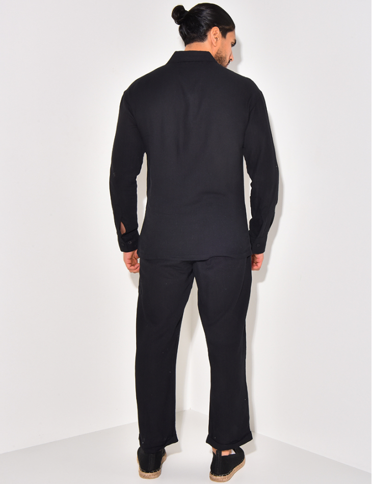 Ensemble pantalon et chemise en lin