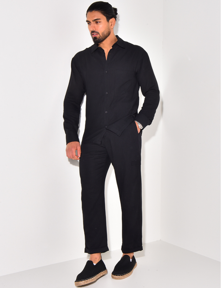 Ensemble pantalon et chemise en lin