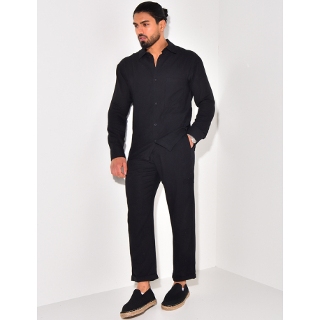 Ensemble pantalon et chemise en lin