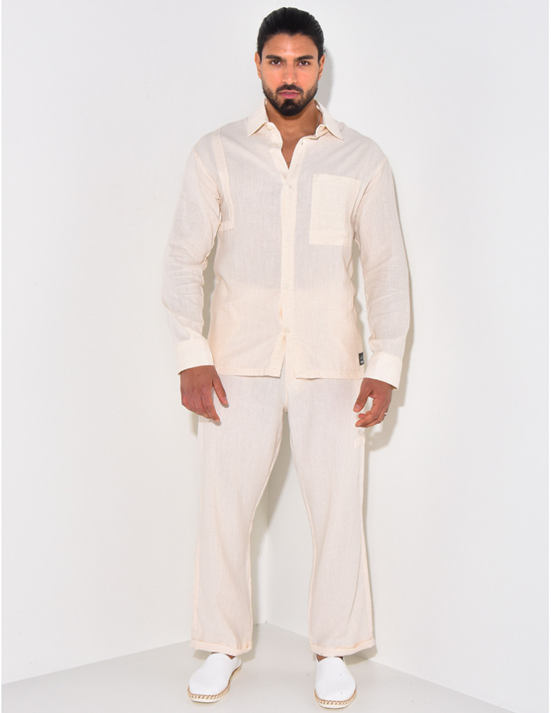 Ensemble pantalon et chemise en lin