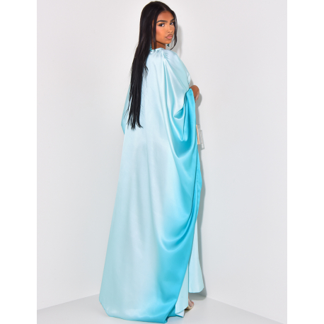 Schmetterlingskleid aus Satin mit Tie and Dye-Muster.