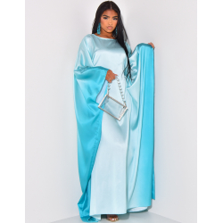 Schmetterlingskleid aus Satin mit Tie and Dye-Muster.