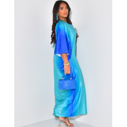 Robe en satin ample ajustée à la taille effet tie and dye Robe en satin ample ajustée à la taille effet tie and dye