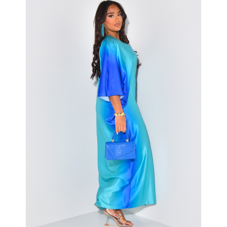 Robe en satin ample ajustée à la taille effet tie and dye Robe en satin ample ajustée à la taille effet tie and dye
