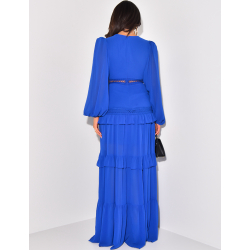 Premium long dress with ruffles & lace