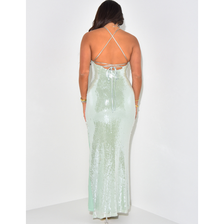 Robe longue dos nu à sequins Robe longue dos nu à sequins