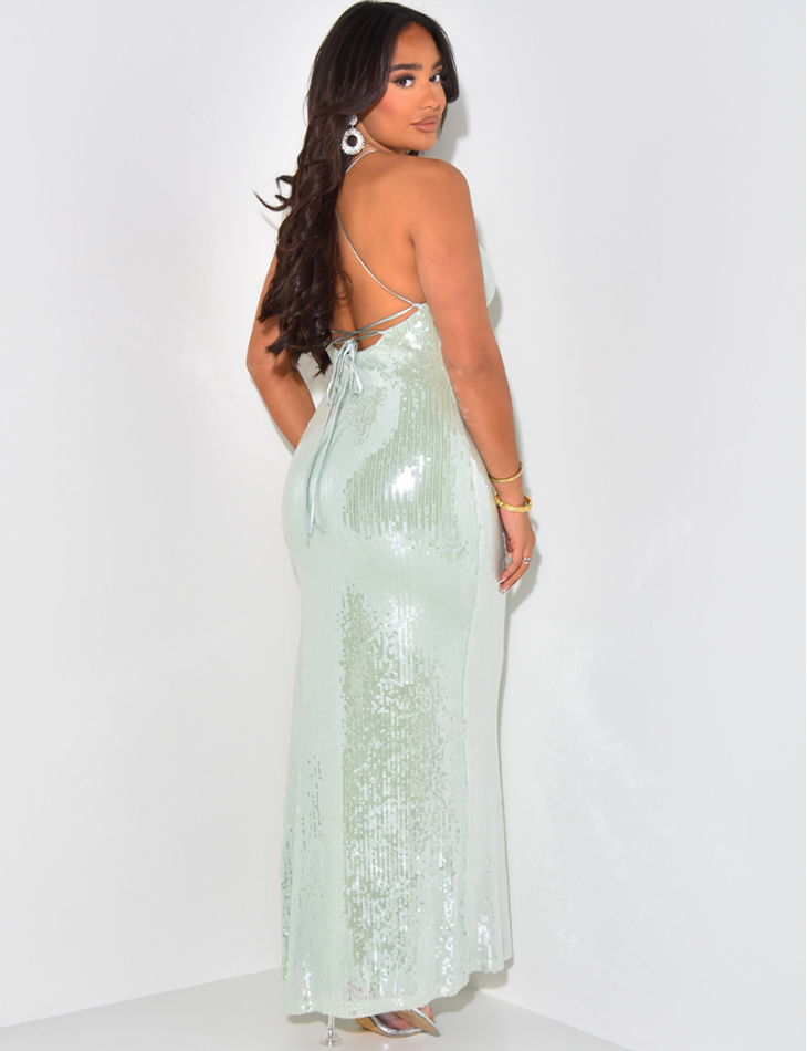 Robe longue dos nu à sequins Robe longue dos nu à sequins