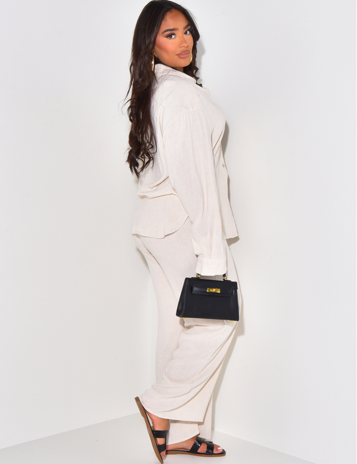 Ensemble pantalon droit et chemise ample en lin Ensemble pantalon droit et chemise ample en lin
