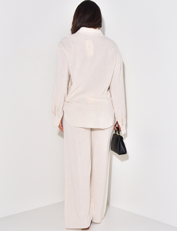 Ensemble pantalon droit et chemise ample en lin Ensemble pantalon droit et chemise ample en lin
