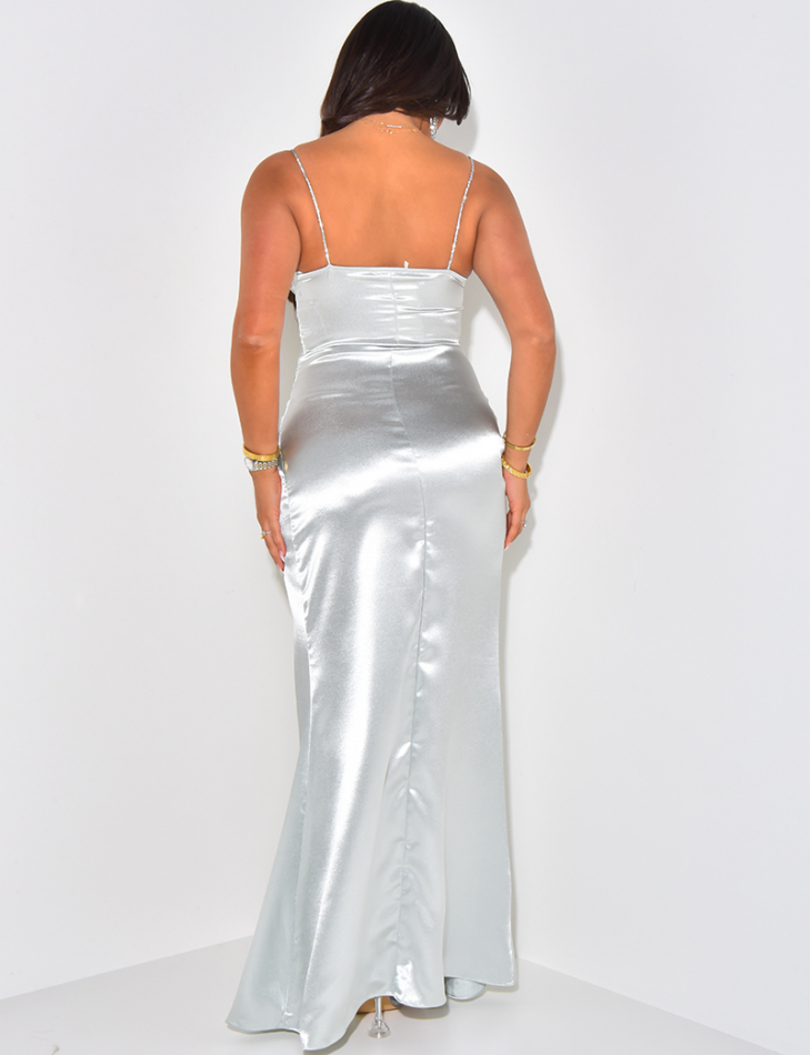 Robe premium en satin épais & bretelles strass