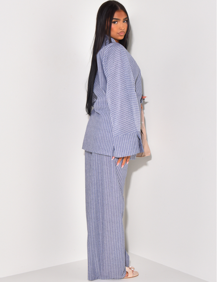 Ensemble raye pantalon et top a nouer