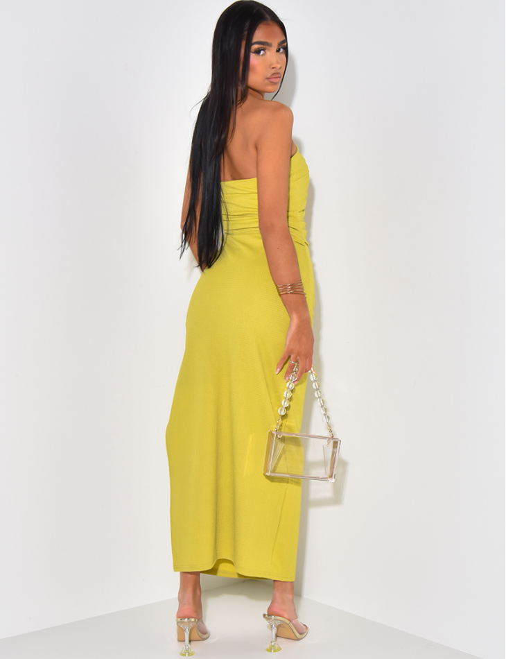 Robe bustier fendue texturée Robe bustier fendue texturée