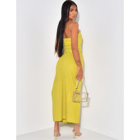 Robe bustier fendue texturée Robe bustier fendue texturée