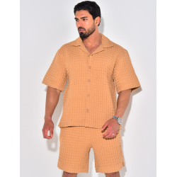 Ensemble short et chemise texturé