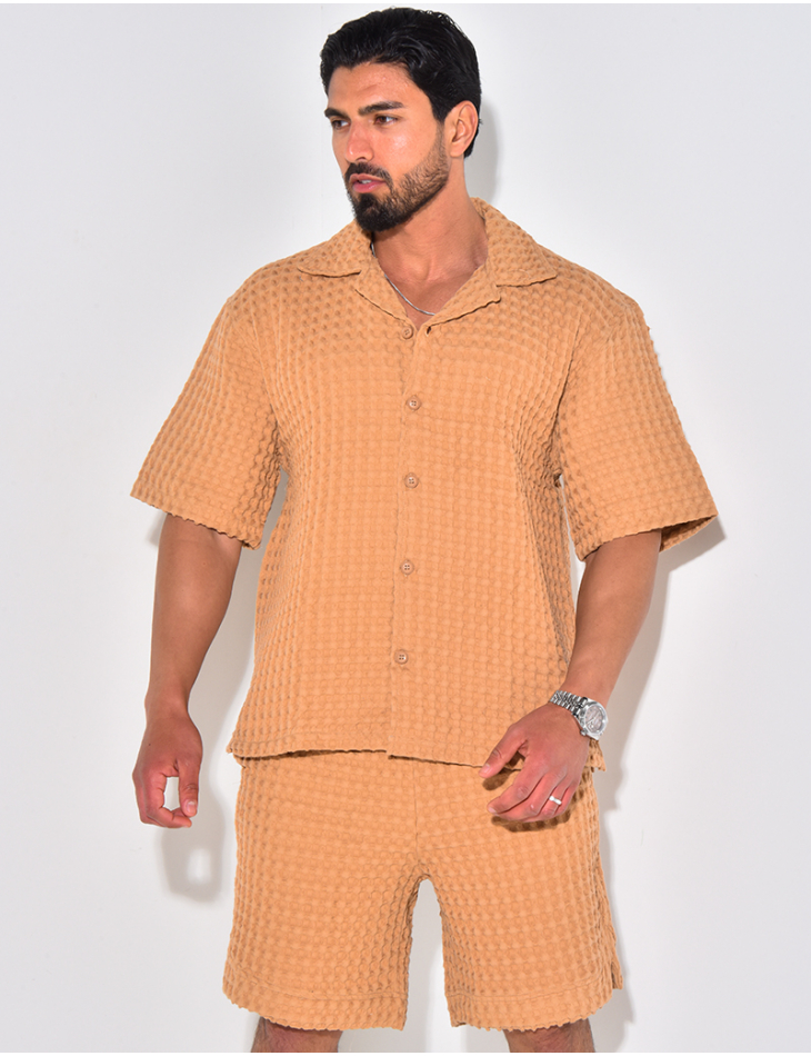 Ensemble short et chemise texturé