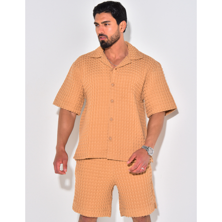 Ensemble short et chemise texturé