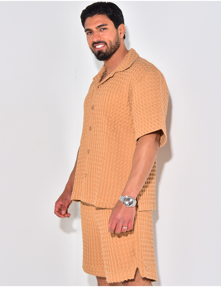 Ensemble short et chemise texturé