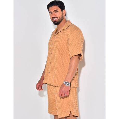 Ensemble short et chemise texturé