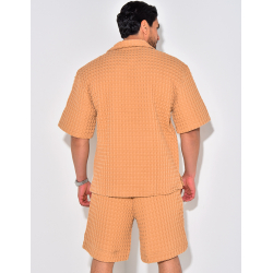 Ensemble short et chemise texturé