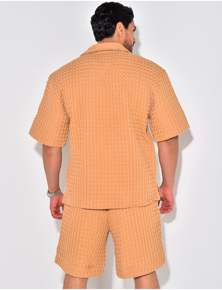 Ensemble short et chemise texturé