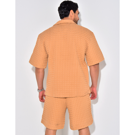 Ensemble short et chemise texturé