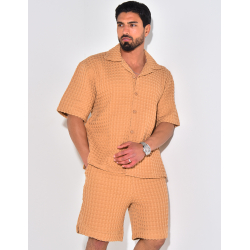 Ensemble short et chemise texturé