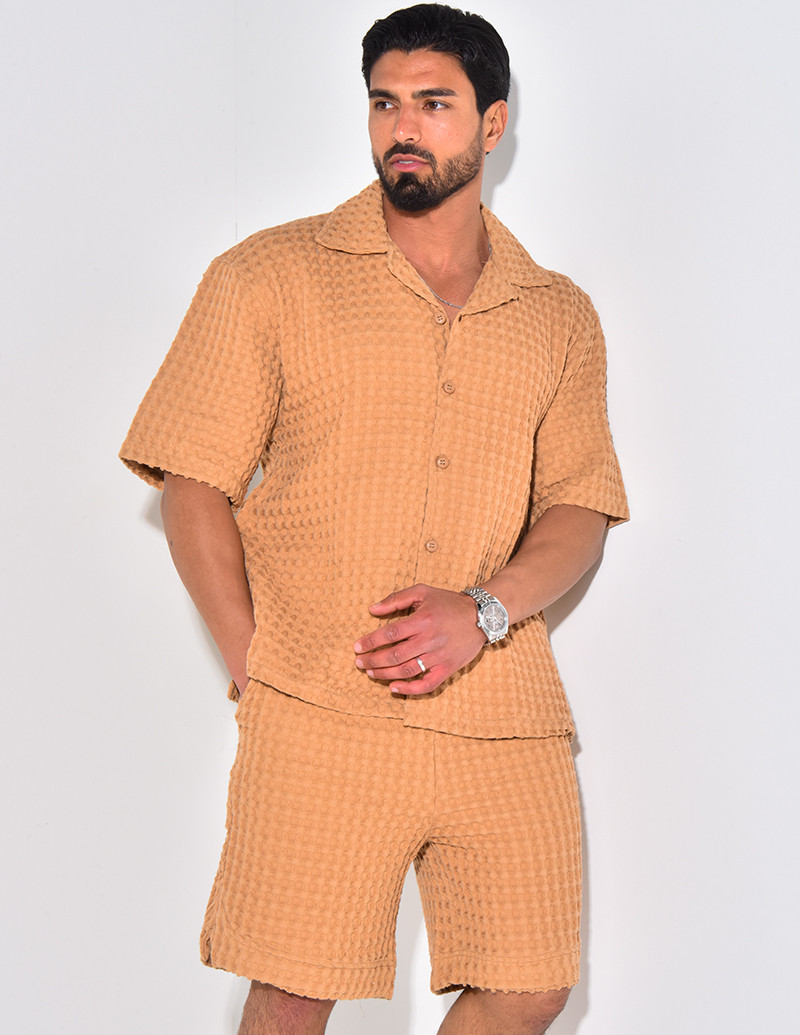 Ensemble short et chemise texturé