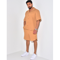 Ensemble short et chemise texturé