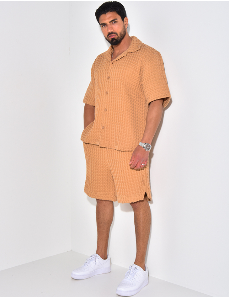 Ensemble short et chemise texturé