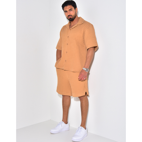 Ensemble short et chemise texturé