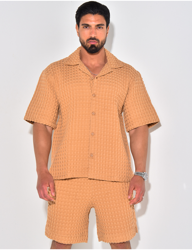Ensemble short et chemise texturé