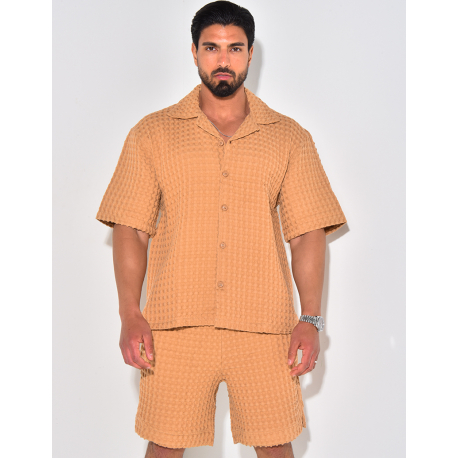 Ensemble short et chemise texturé