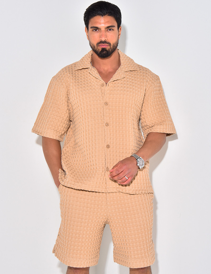 Ensemble short et chemise texturé