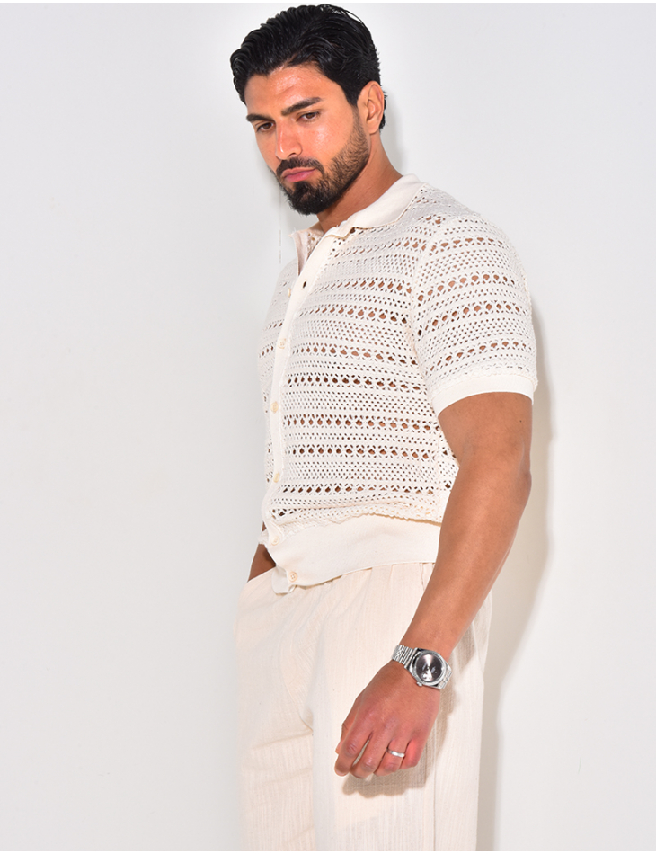 Chemise manches courtes ajourée Chemise manches courtes ajourée