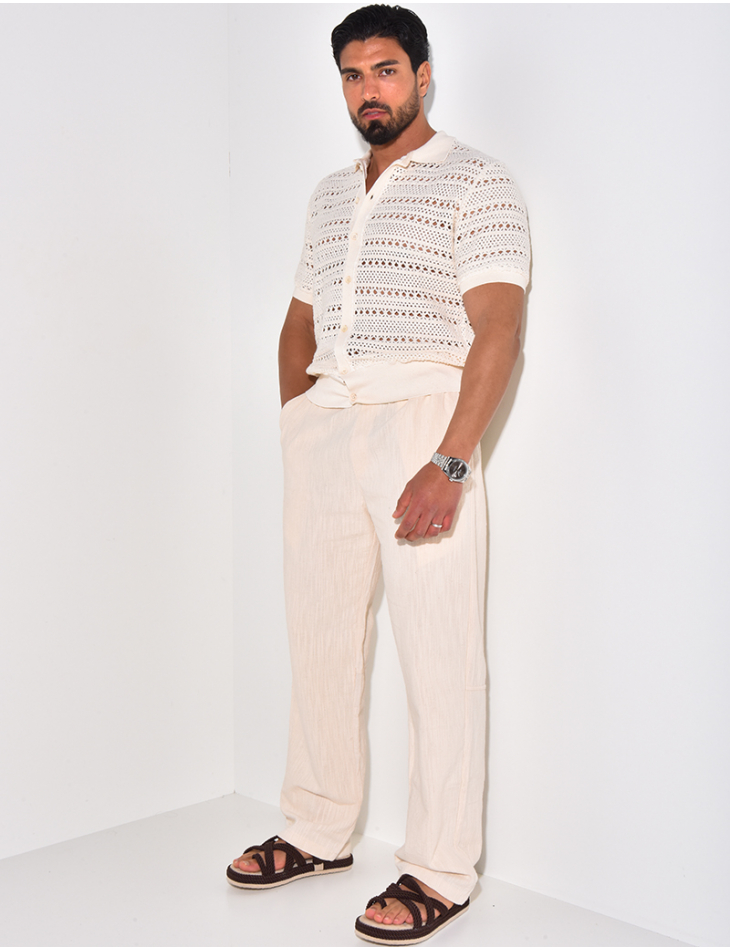 Chemise manches courtes ajourée Chemise manches courtes ajourée