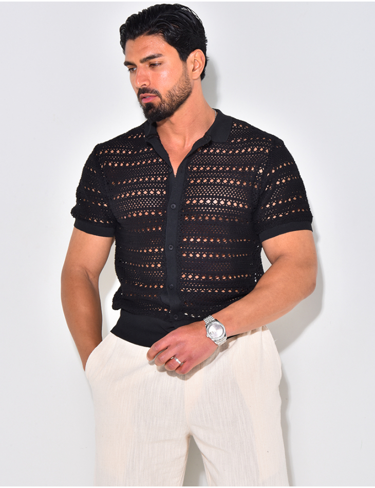Chemise manches courtes ajourée Chemise manches courtes ajourée